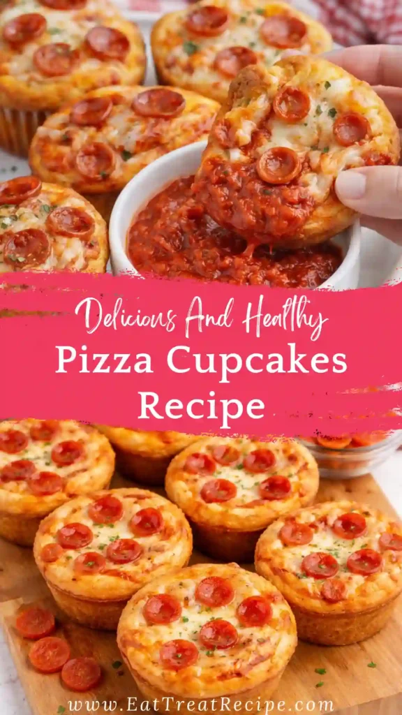 pizza cupcakes recipe baked in muffin pan with melted cheese and pepperoni