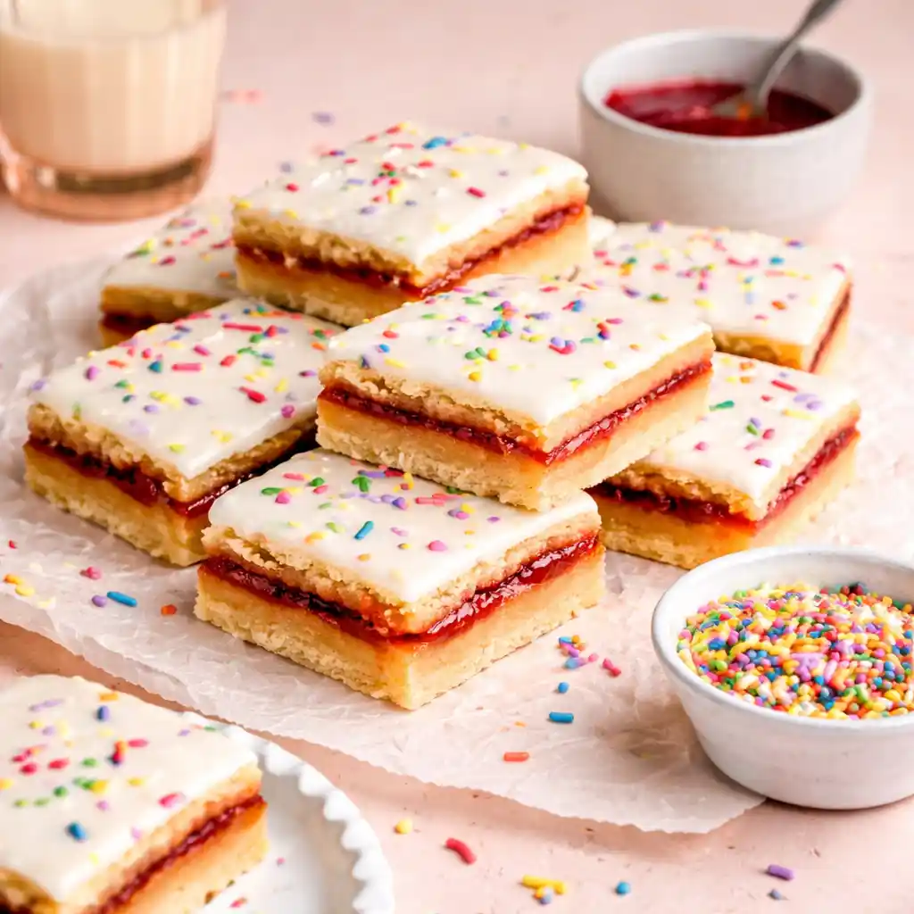 Pop Tart Cookie Bars stacked dessert