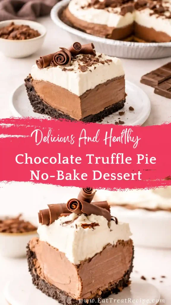 silky chocolate truffle pie slice with smooth ganache and glossy finish