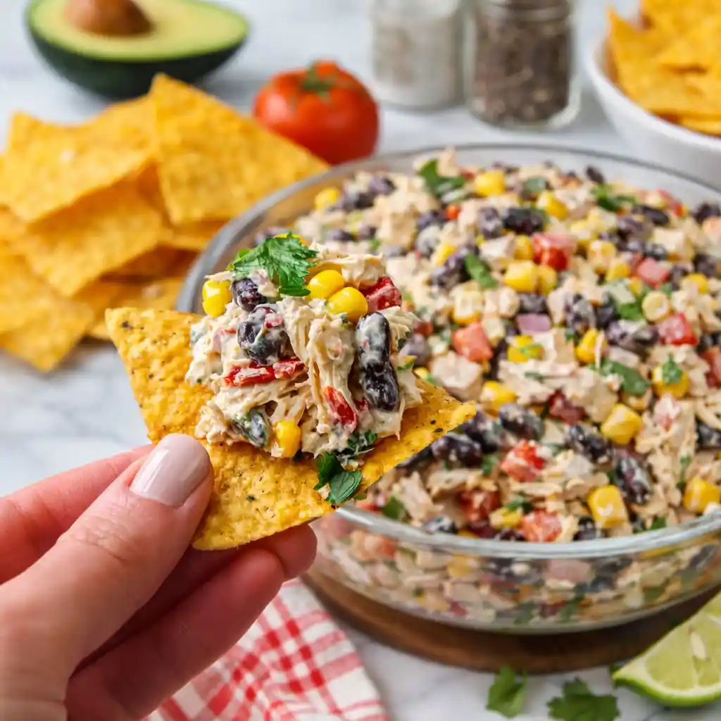 Best Spring Southwestern Chicken Salad with grilled chicken avocado corn and black beans
