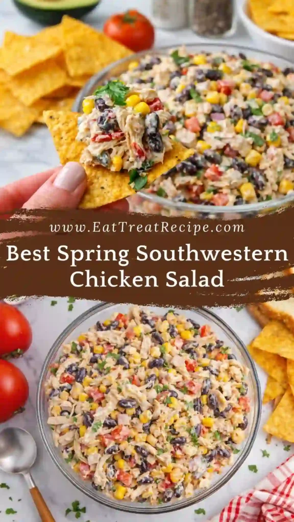 Best Spring Southwestern Chicken Salad with grilled chicken avocado corn and black beans