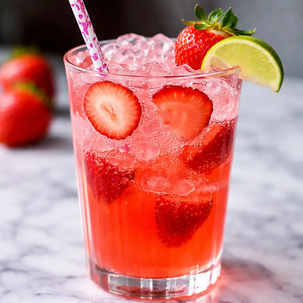 strawberry dirty sprite fizzy pink soda drink