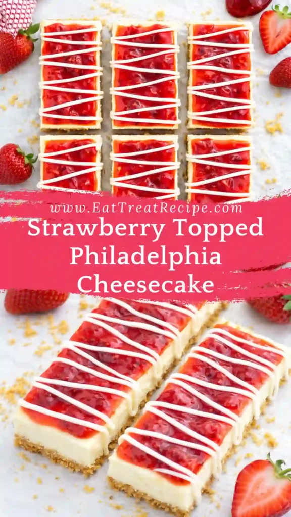Strawberry Topped Philadelphia Cheesecake New York style tall slice