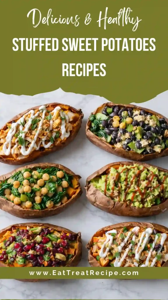 Stuffed sweet potatoes recipes filled with vegetables beans and herbs