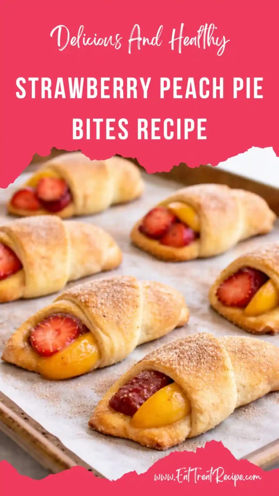 viral strawberry peach pie bites golden flaky juicy filling close up