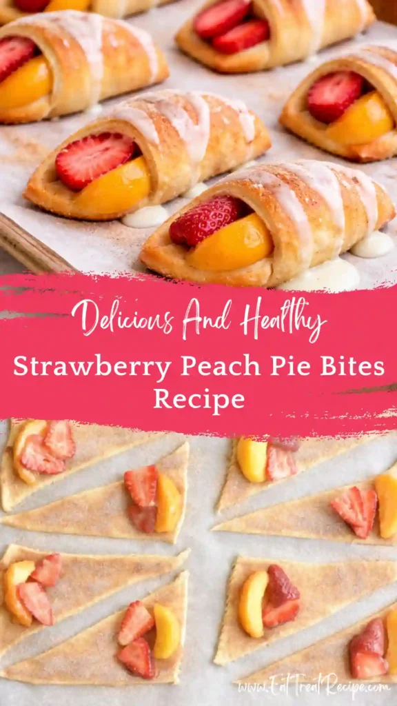 viral strawberry peach pie bites golden flaky juicy filling close up