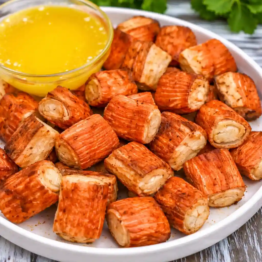 air fryer crab bites in meal prep containers protein snack system