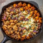 bbq chicken sweet potato skillet high protein one pan meal
