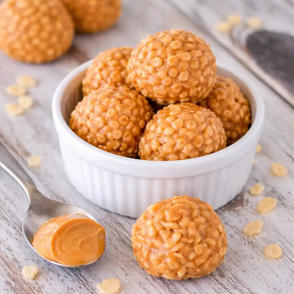 rice crispy peanut butter balls chocolate coated crunchy interior