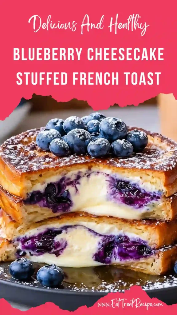 blueberry cheesecake stuffed french toast stack syrup dripping