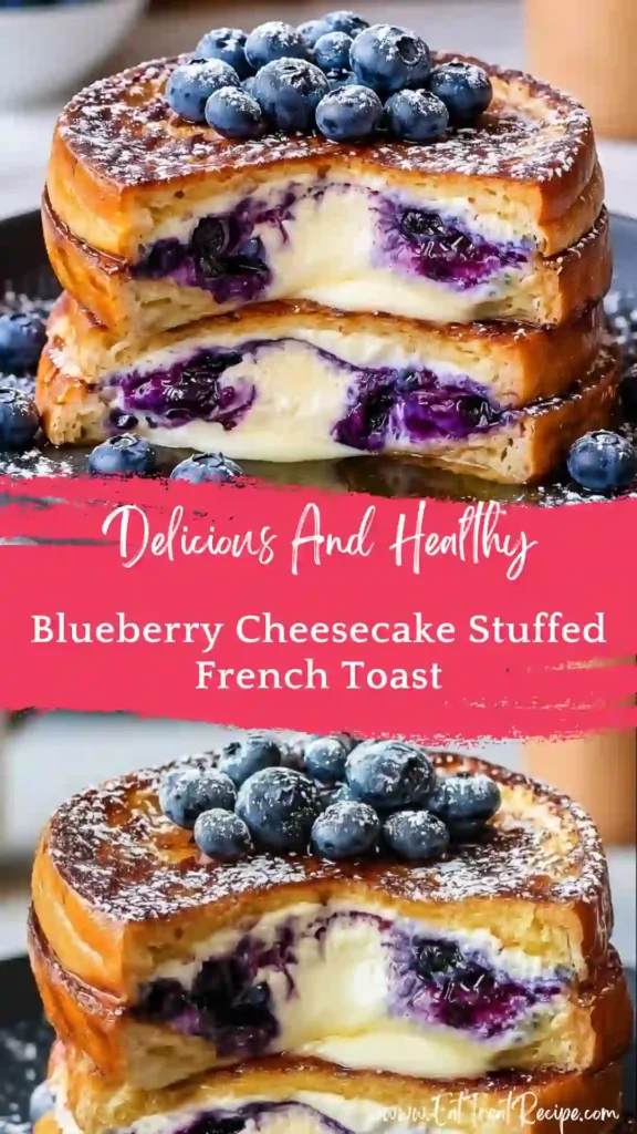 blueberry cheesecake stuffed french toast stack syrup dripping