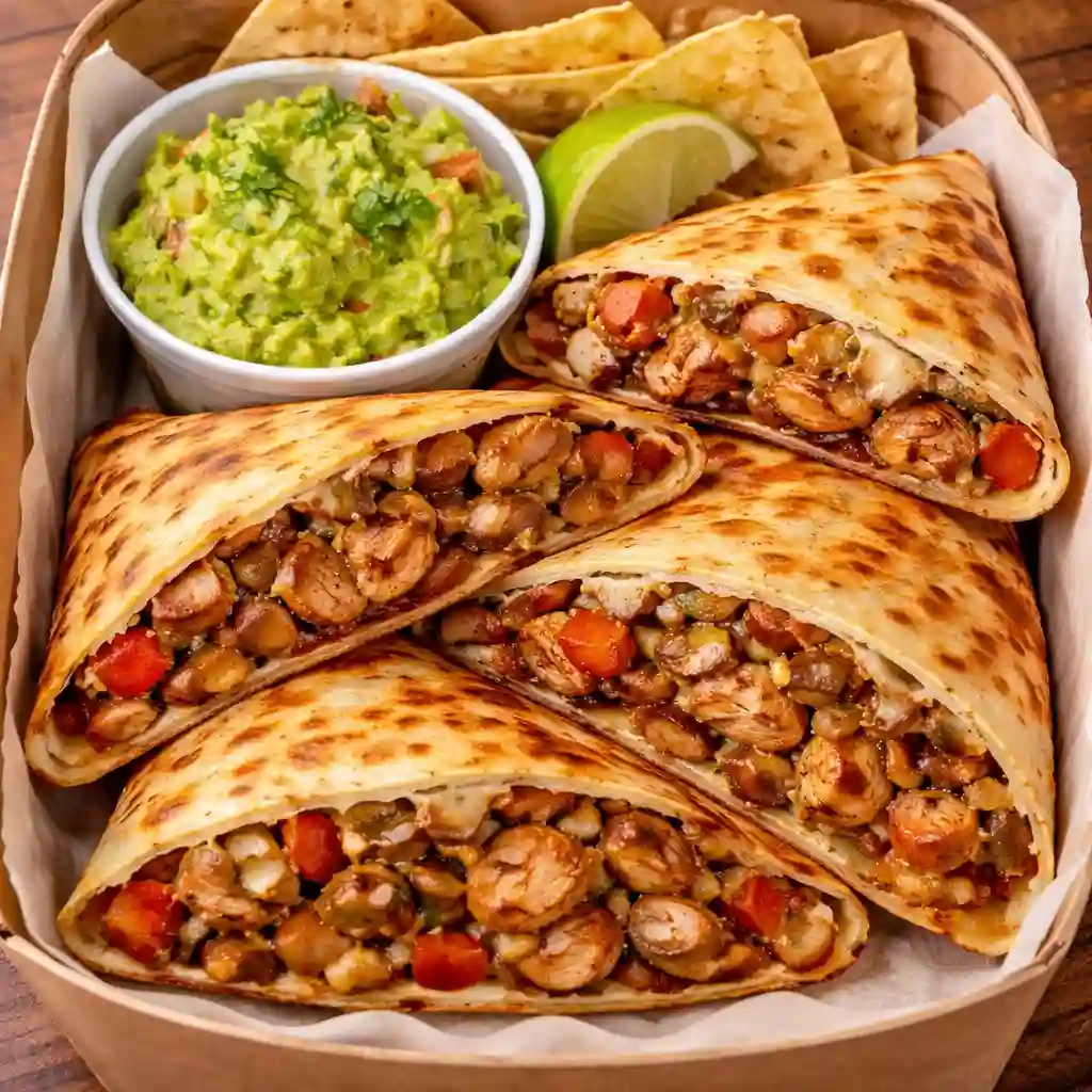 chicken quesadillas crispy golden cheesy stacked triangles