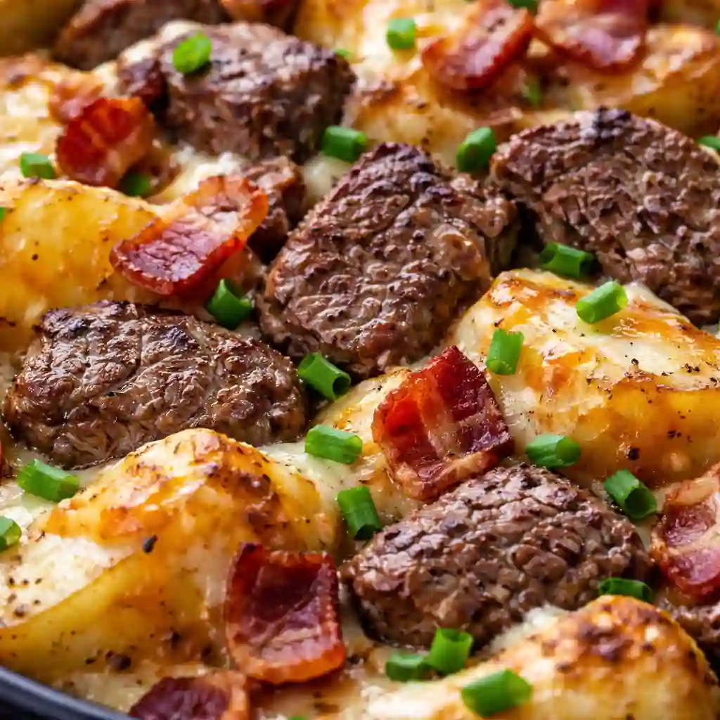crockpot loaded steak and potato bake quick version tender meat potatoes