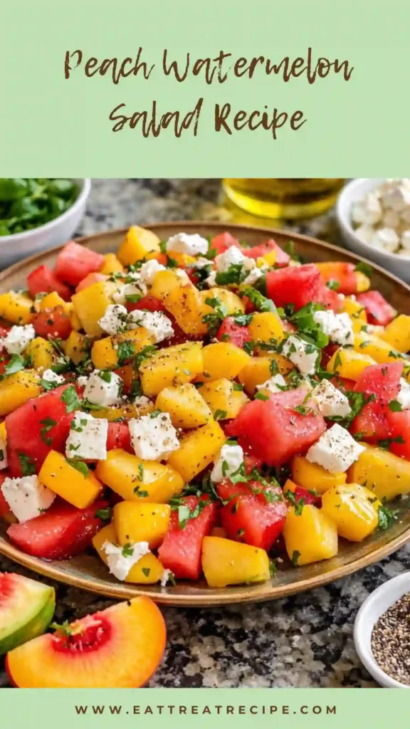 peach watermelon salad colorful fresh summer bowl vibrant