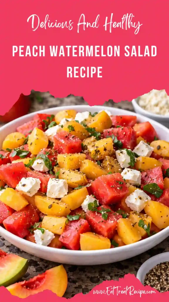 peach watermelon salad colorful fresh summer bowl vibrant