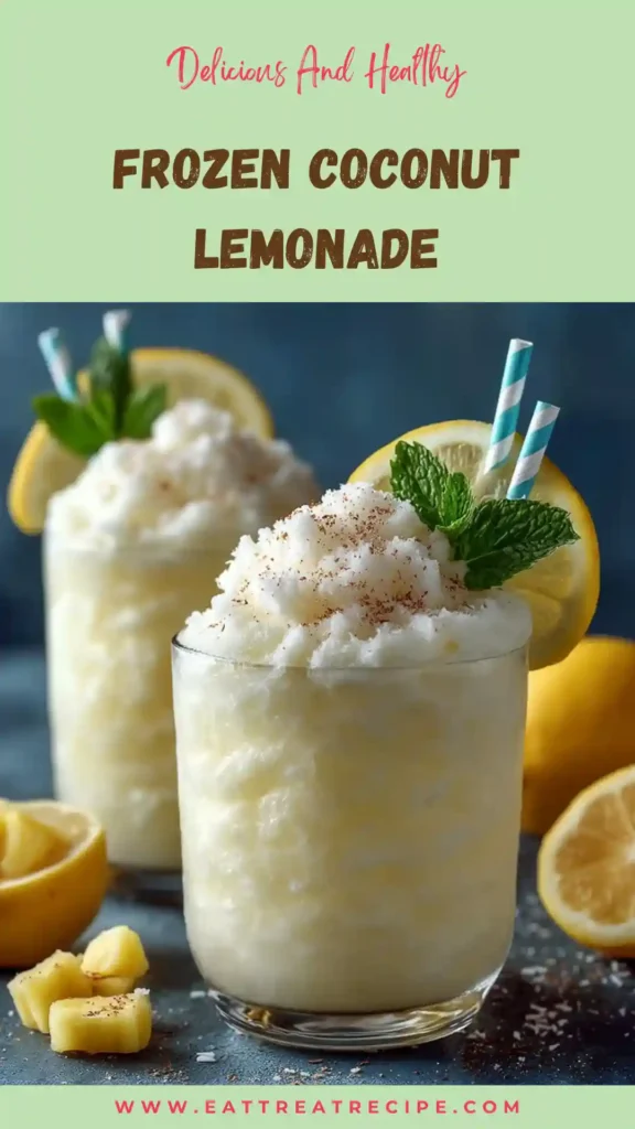 frozen coconut lemonade quick version creamy icy drink in glass
