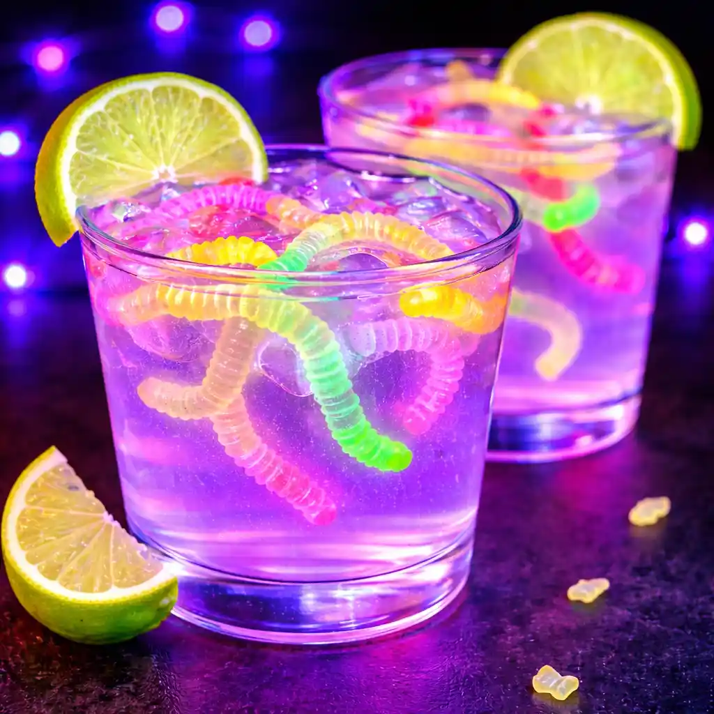 glow worm soda glowing drink gummy worms black light party