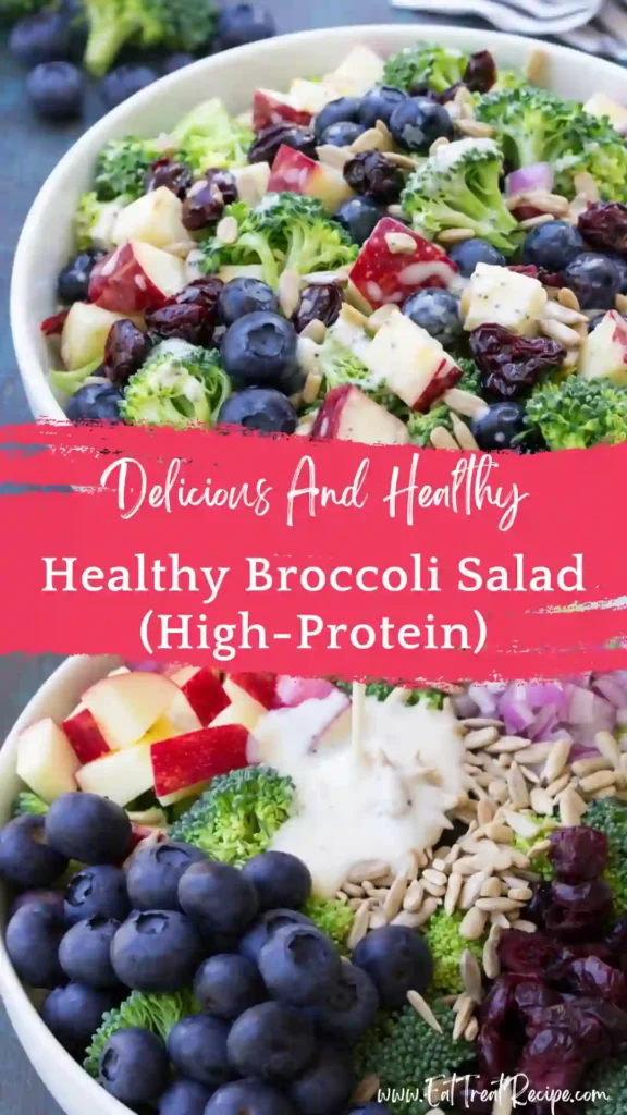 high protein broccoli salad chicken healthy meal bowl