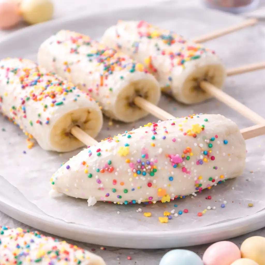 frozen yogurt banana pops colorful toppings healthy snack