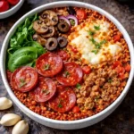 pizza protein bowl melted cheese high protein low carb meal