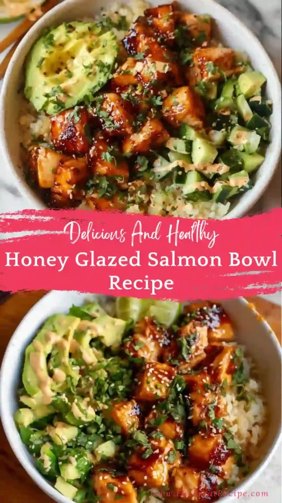 honey glazed salmon bowl quick version with rice and vegetables