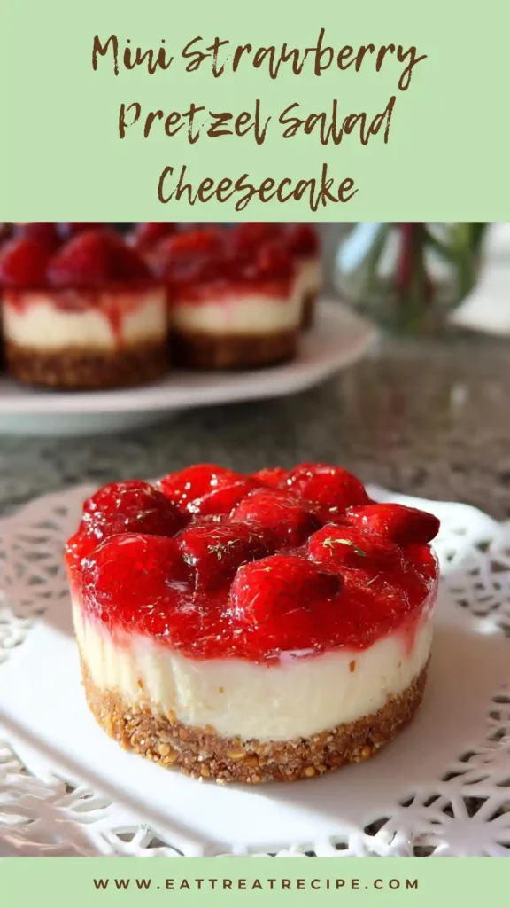 mini strawberry pretzel cheesecake layered dessert cups vibrant