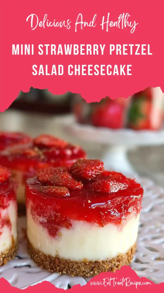 mini strawberry pretzel cheesecake layered dessert cups vibrant