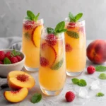 non alcoholic peach bellini mocktail quick version sparkling drink