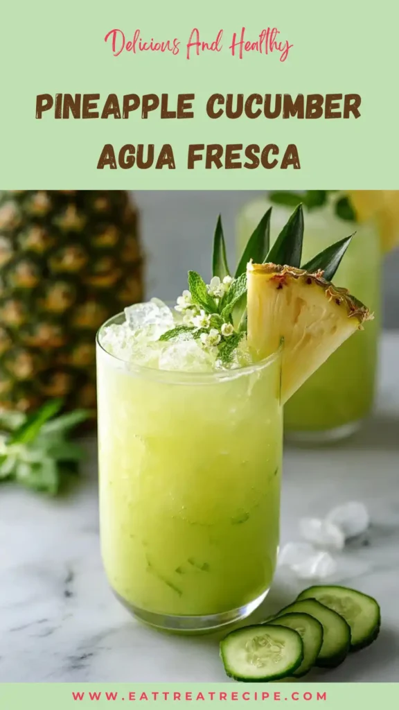pineapple cucumber agua fresca quick version refreshing drink glass ice