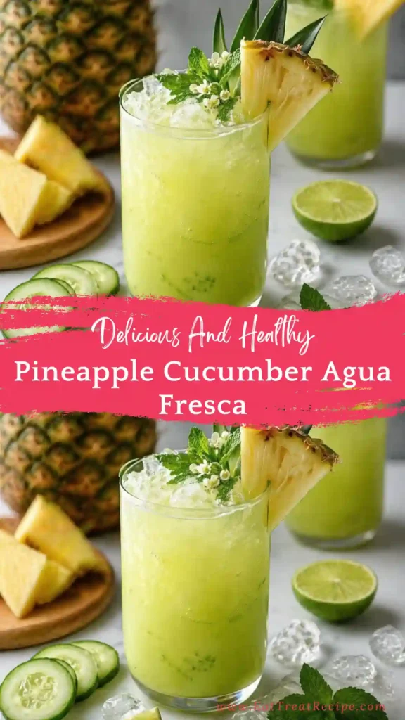 pineapple cucumber agua fresca quick version refreshing drink glass ice