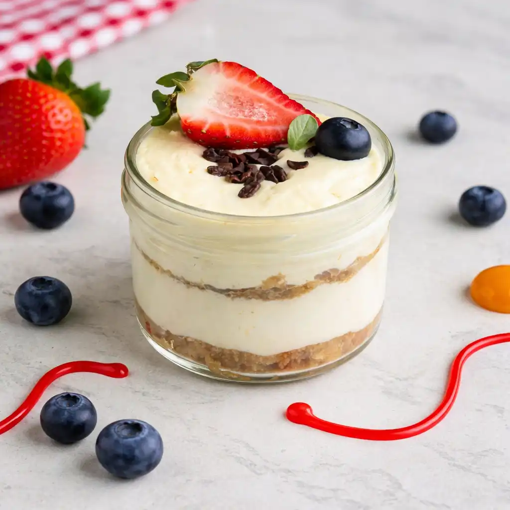 protein cottage cheesecake jars healthy dessert high protein layered jars