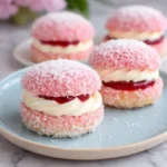 old fashioned pink jelly cakes batch soft sponge coconut coated cakes with cream filling