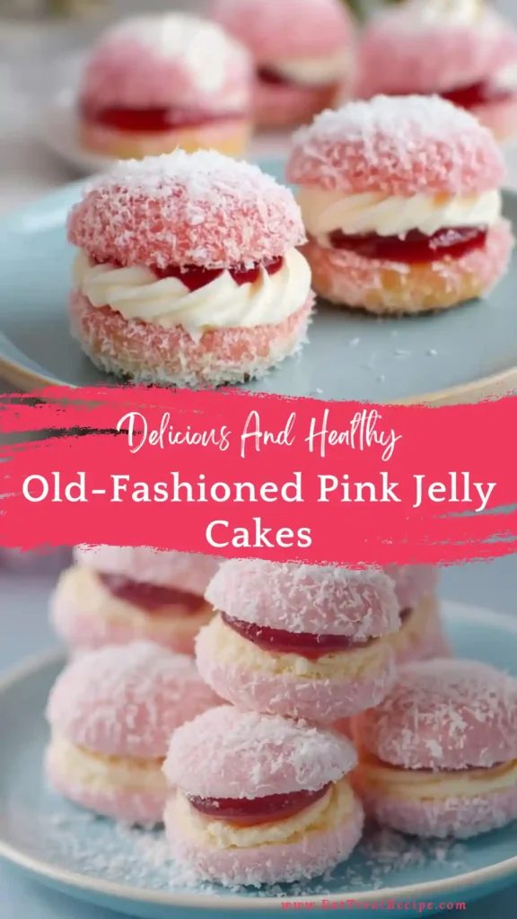 old fashioned pink jelly cakes batch soft sponge coconut coated cakes with cream filling
