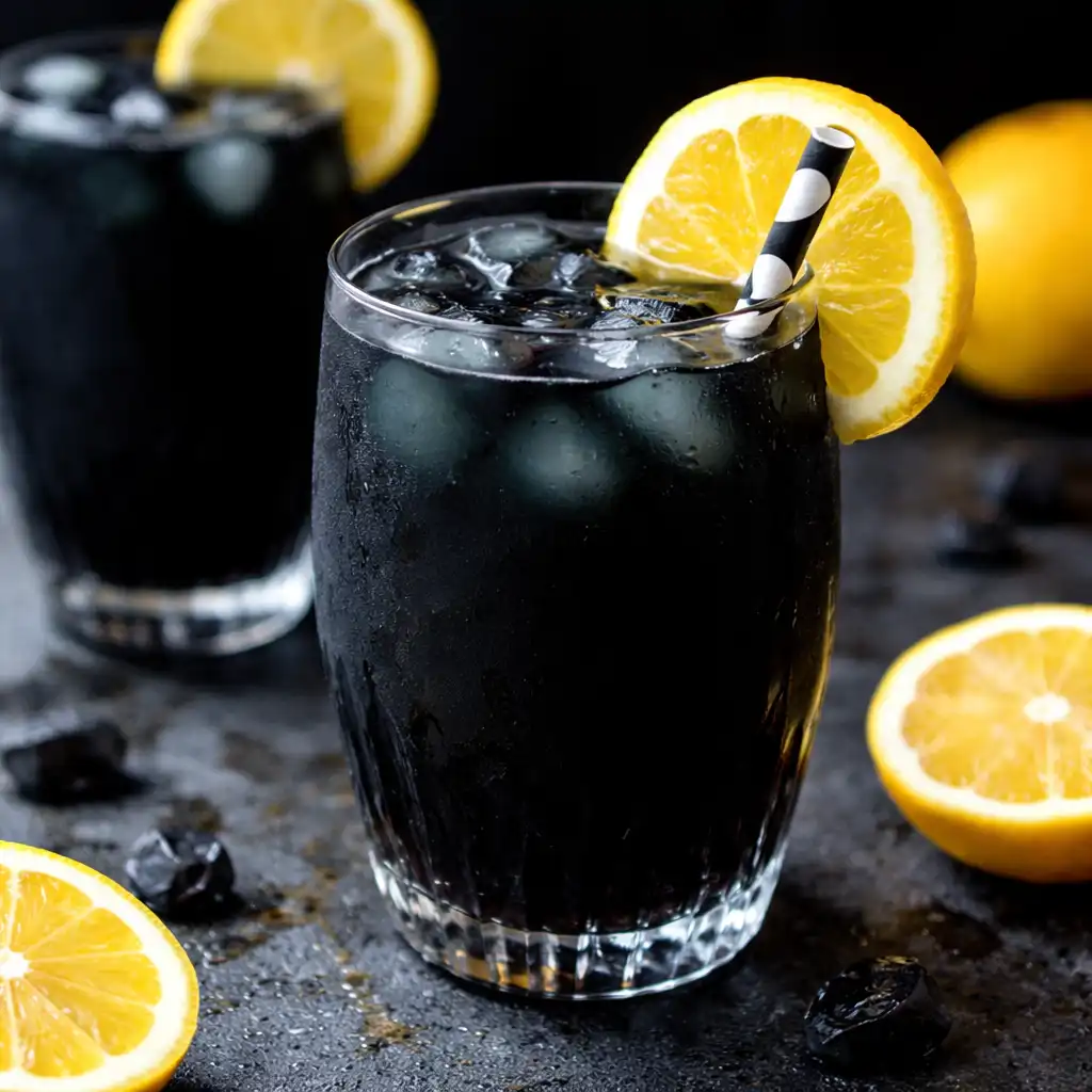 pooky black lemonade halloween drink dark citrus beverage