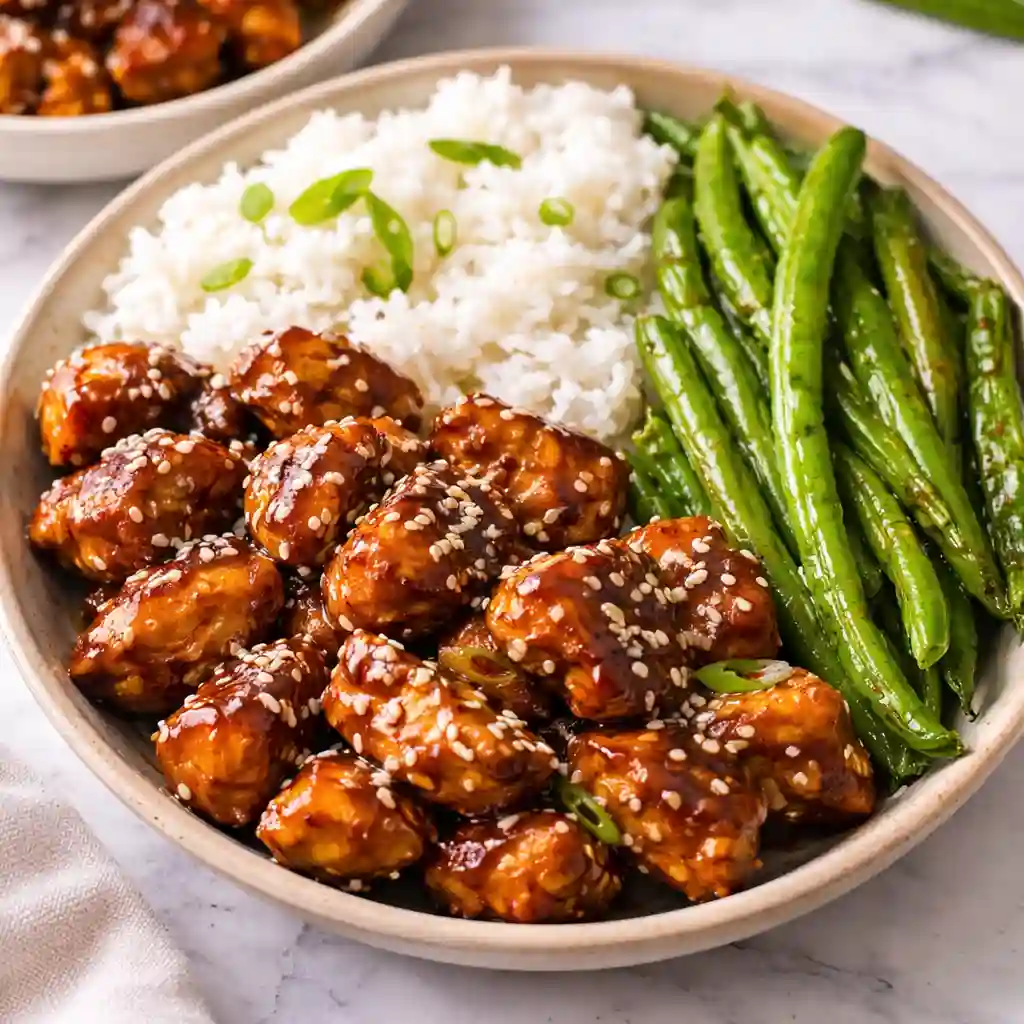 asian high protein sesame chicken crispy healthy recipe