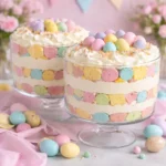 easter trifle dessert pastel layered cake cream glass bowl colorful spring
