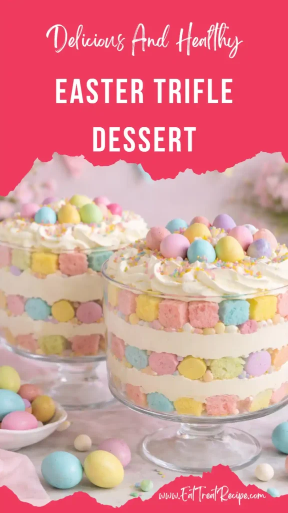 easter trifle dessert pastel layered cake cream glass bowl colorful spring