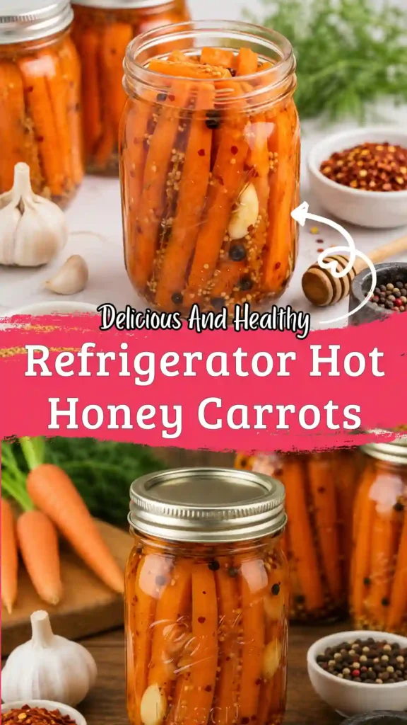 Hot honey pickled carrots in jars