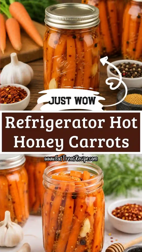 Hot honey pickled carrots in jars