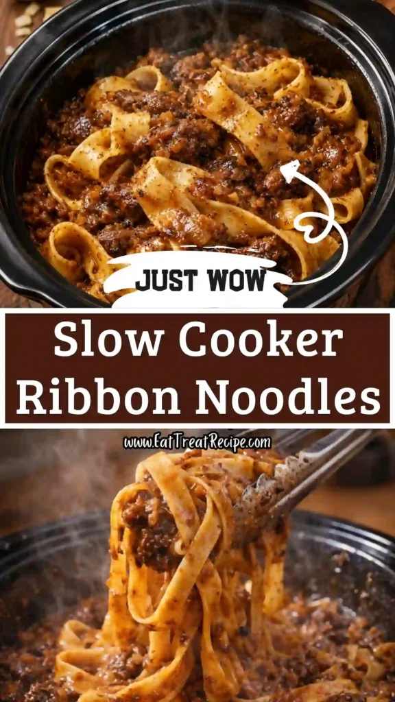 Slow Cooker Ribbon Noodles with creamy chicken and buttery egg noodles