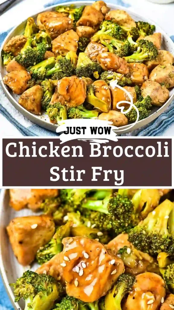 Chicken Broccoli Stir Fry served in a white bowl
