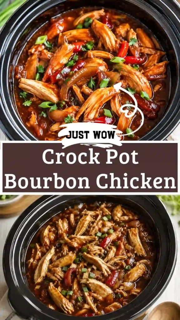 Family-style Crock Pot Bourbon Chicken dinner