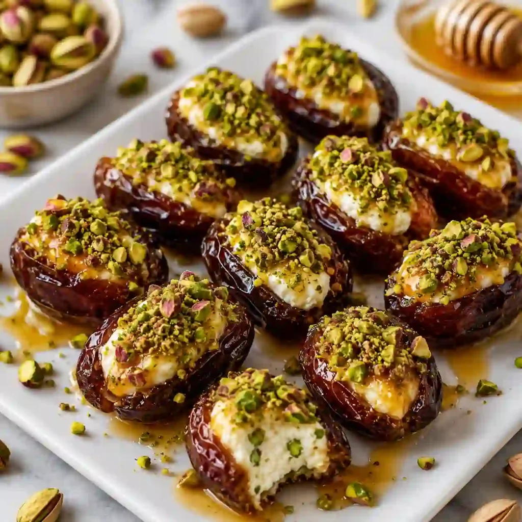 Honey Pistachio Ricotta Stuffed Dates recipe