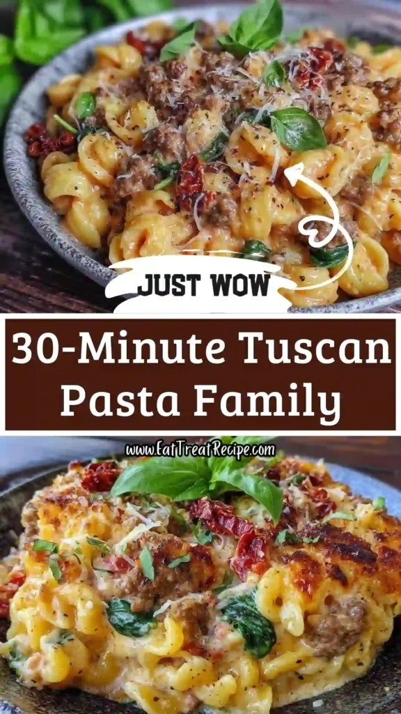 Easy One-Pot Tuscan Ground Beef Pasta