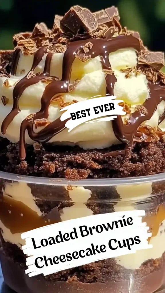 Loaded Brownie Cheesecake Cups with rich toppings