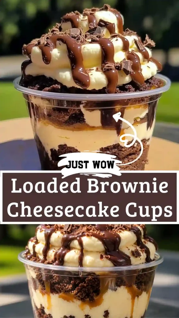 Loaded Brownie Cheesecake Cups with rich toppings