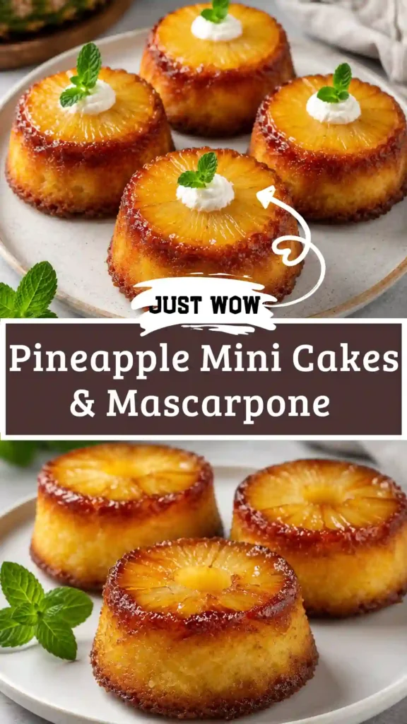 Pineapple Mascarpone Mini Cakes on a serving stand