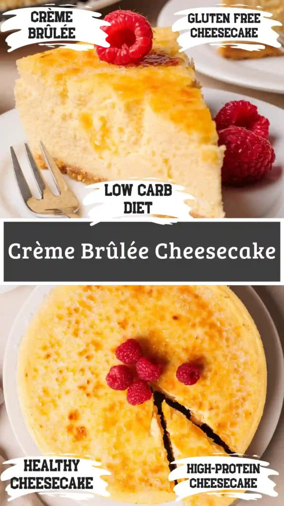 A clear glass jar filled with vibrant creamy crème brûlée cheesecake ready for a quick treat on a white countertop.