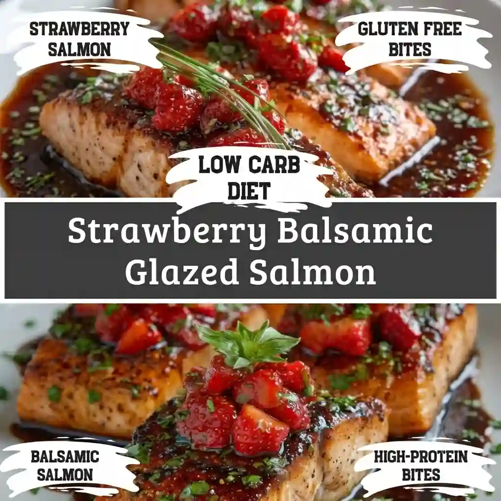 Strawberry Balsamic Glazed Salmon served with fresh basil.