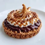 Gooey Smores Bars For Summer Bonfires stacked on a wooden table.